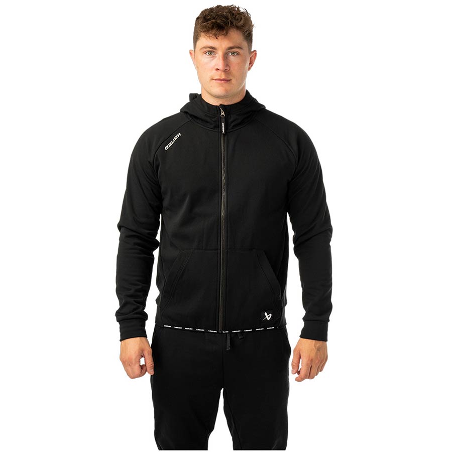 Bauer Fleece Zip Hoodie Team - schwarz Senior