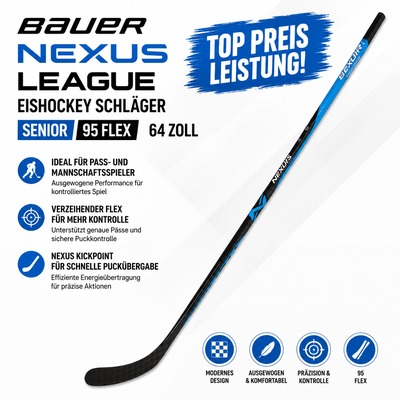 Bauer Nexus League Eishockey Schläger Senior 95 Flex 64 Zoll